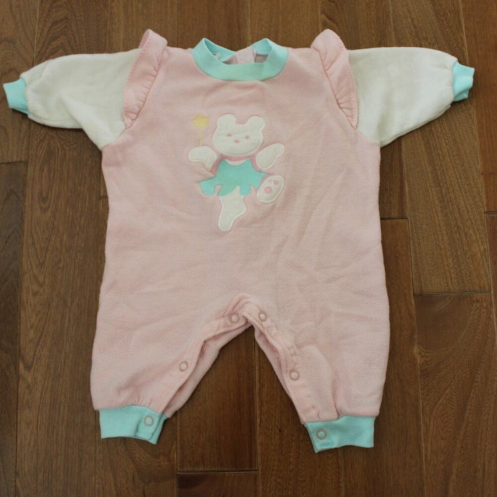 Vintage Carters One Piece Jumpsuit‎ Fleece Ballerina Bear 6 Month USA Made